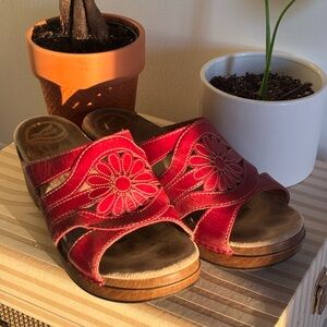 Dansko Red Floral Sandals